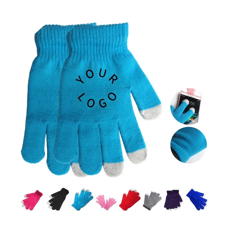 Knit Touchscreen Gloves with Contrast Fingertips · IMPAPP023 · image 1