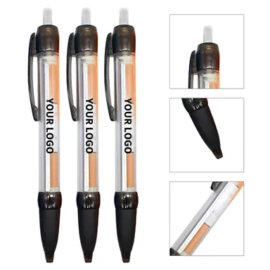 Clear Barrel Pull-Out Banner Ballpoint Pen
