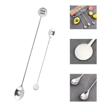 Stainless Steel Stirring Spoon with Round Logo End