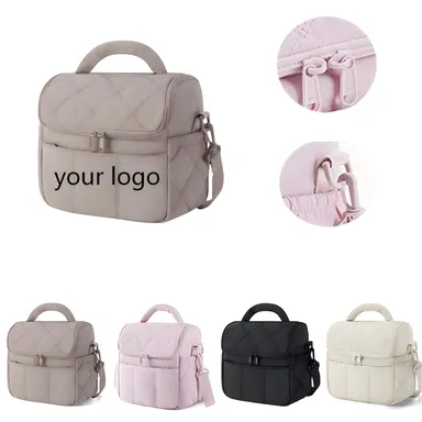 Quilted Lunch Bag with Detachable Shoulder Strap