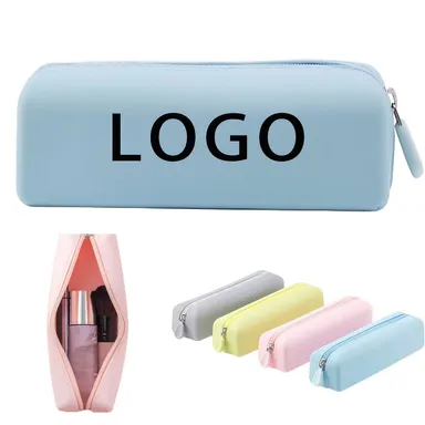 Silicone Zippered Stationery and Cosmetic Pouch