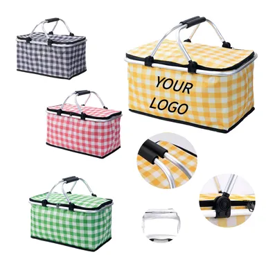 Folding Picnic Cooler Basket with Carry Handles