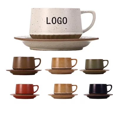 Stoneware Coffee Cup and Saucer Set