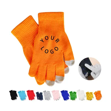 Lined Knit Touchscreen Gloves for Embroidery