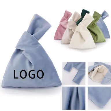 Velvet Knot-Closure Wrist Bag