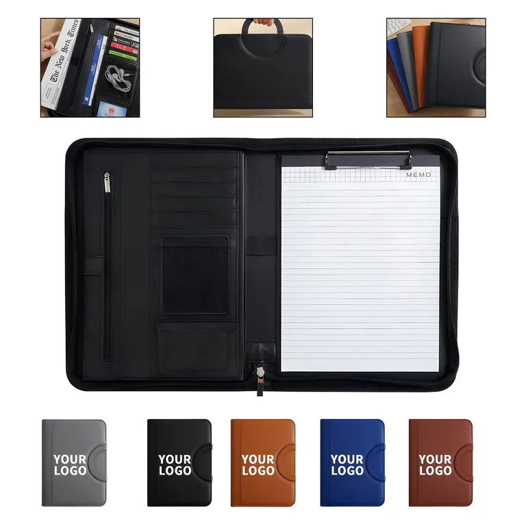 PU Zippered Padfolio with Clipboard and Card Slots · IMPOFF148 · image 1