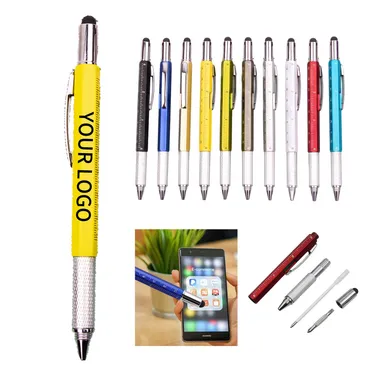 Six-in-One Stylus and Ballpoint Tool Pen