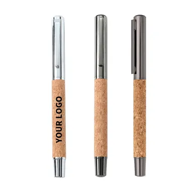 Cork-Wrapped Metal Rollerball Pen