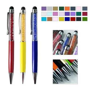 Crystal-Accent Ballpoint Pen with Dome Stylus