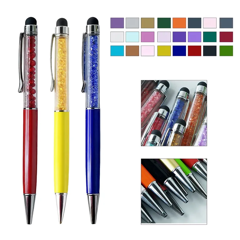Crystal-Accent Ballpoint Pen with Dome Stylus · IMPOFF163 · image 1