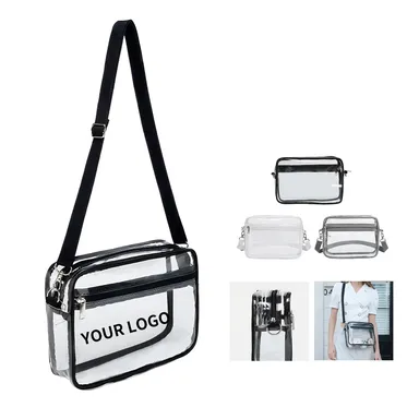 Clear PVC Crossbody Bag with Front Zipper Pocket