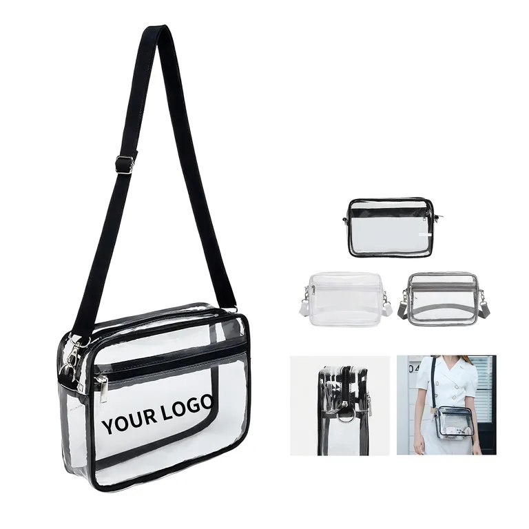 Clear PVC Crossbody Bag with Front Zipper Pocket · IMPBAG188 · image 1