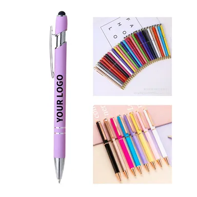 Rubberized Metal Ballpoint Pen with Touch Stylus