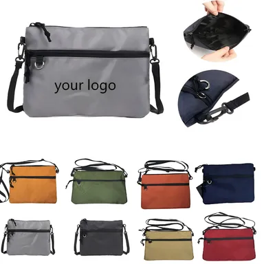 Oxford Crossbody Shoulder Bag with Zip Pockets