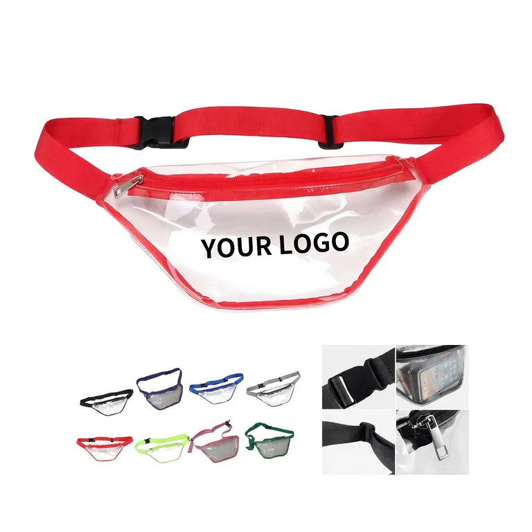 Clear Single-Zip Waist Bag with Colored Belt · IMPBAG192 · image 1