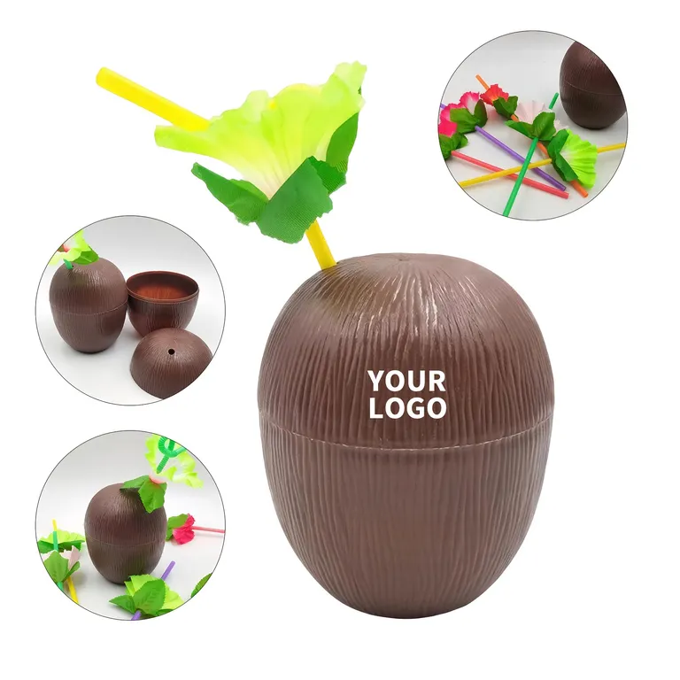 Coconut-Style PP Cup with Twist Lid and Flower Straw · IMPDRI004 · image 1