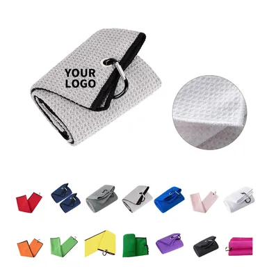 12 x 12 in. Waffle Microfiber Golf Towel with Carabiner