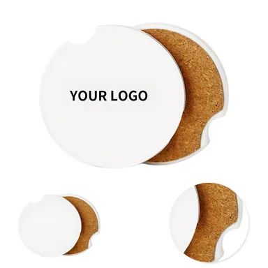 Notched Ceramic Car Coaster with Cork Backing