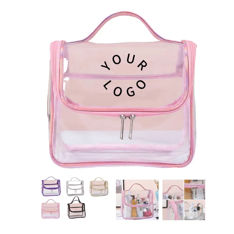 Clear Handled Cosmetic Case with Front Zipper Opening · IMPBAG193 · image 1