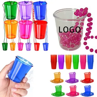 Plastic Mini Cup with Beaded Necklace