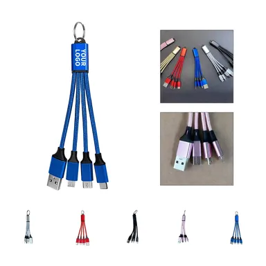 Compact Multi-Connector Charging Cable with Keyring